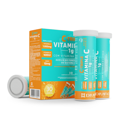 Vitamina C 1g+Vit D+Zinco Efervescente 30 unidades- C-Triple